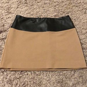 Express black leather & tan skirt